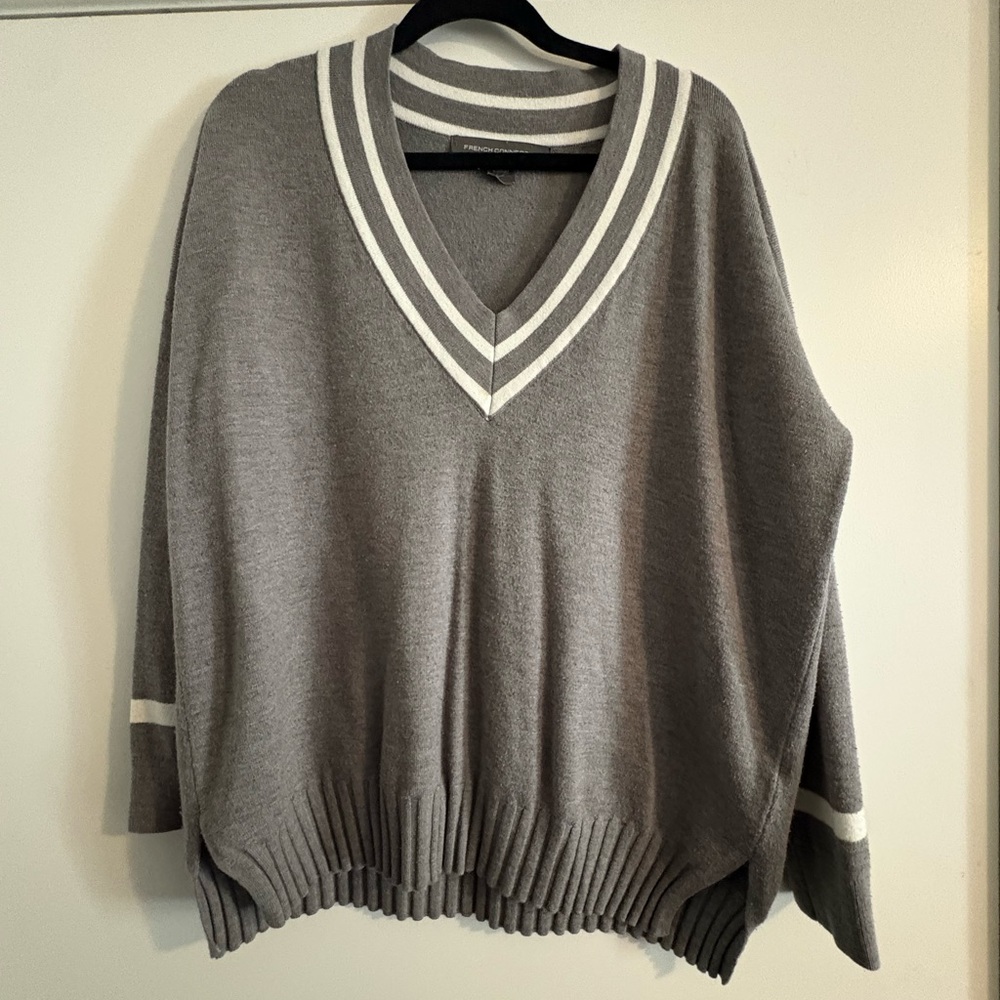 French Connection V-Neck Gray Sweater